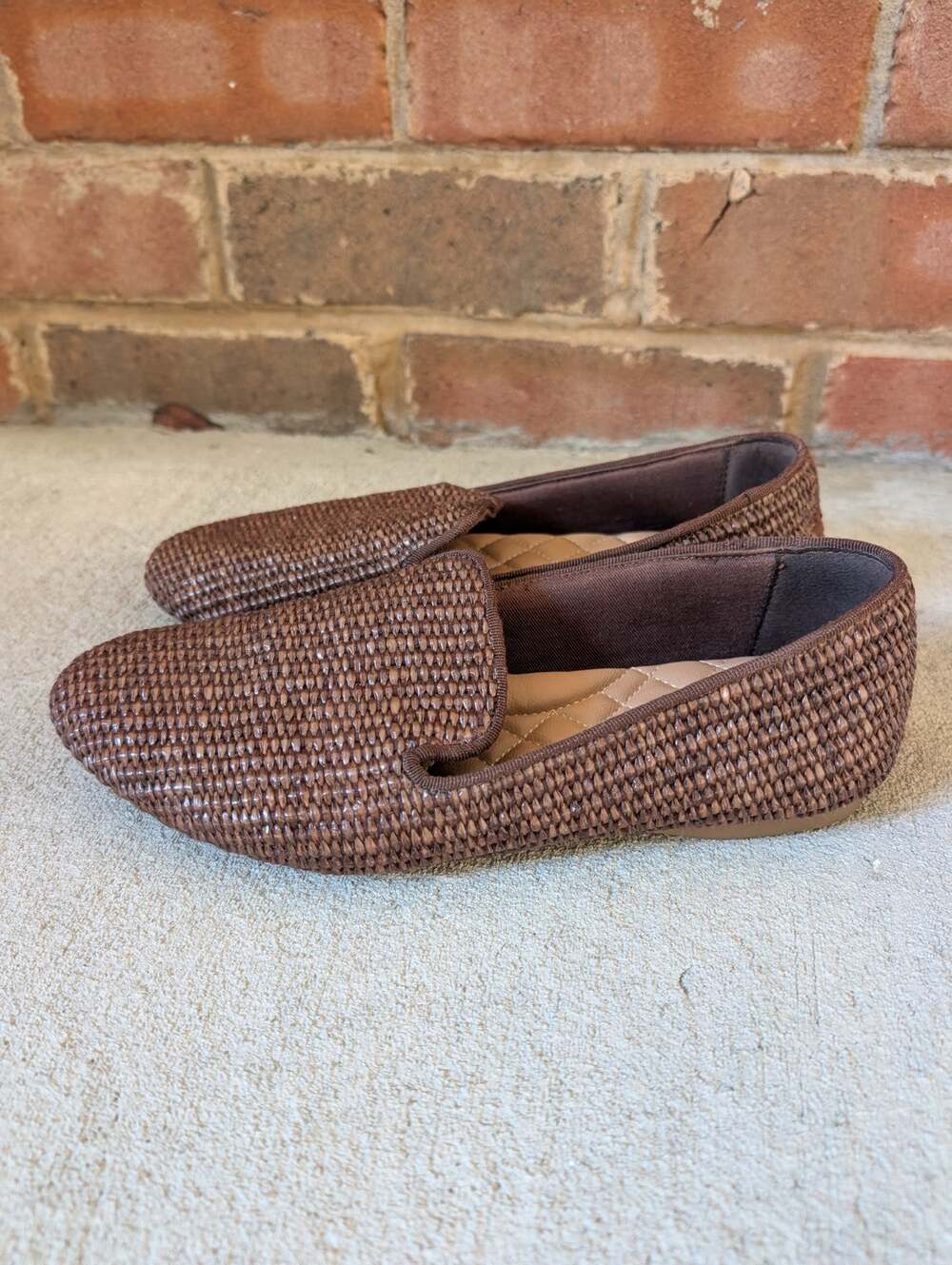 Birdies The Starling Mahogany Brown Raffia Slip On Loafers Comfort Flats Size 7